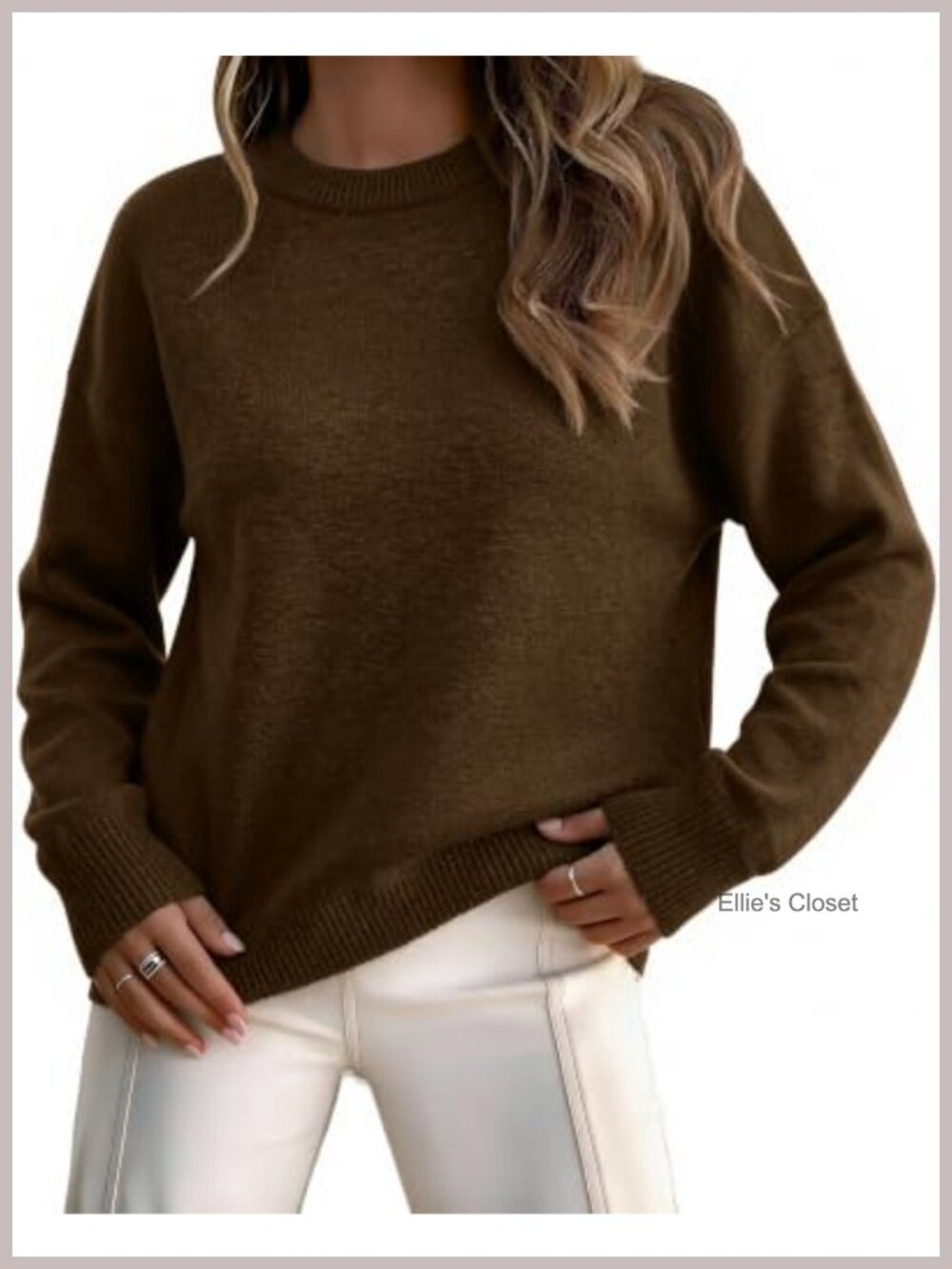 Women's Oversized Crewneck Ribbed Knit Pullover Sweater Long Sleeve Casual